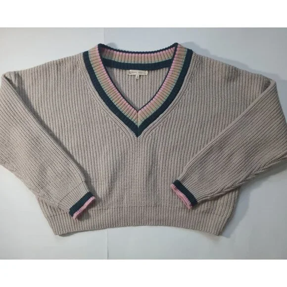 GILDED INTENT forest tipped varsity v neck sweater size large. - Picture 4 of 8